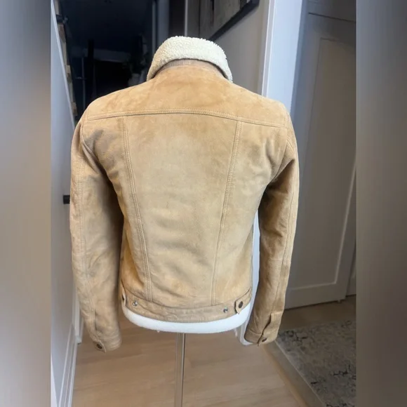 Rare Levi’s Women’s Goat Suede Sherpa Trucker Jacket – Tan – Size S - Picture 2 of 12
